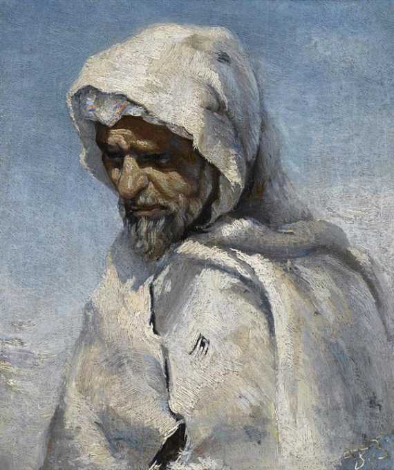 Appraisal: BUCHSER FRANK Feldbrunnen Portrait of a Bedouin Oil on paper