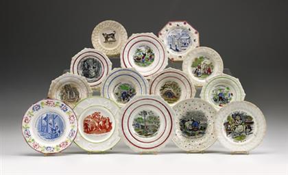 Appraisal: Fifteen Staffordshire transfer-printed children's plates th century Comprising one with