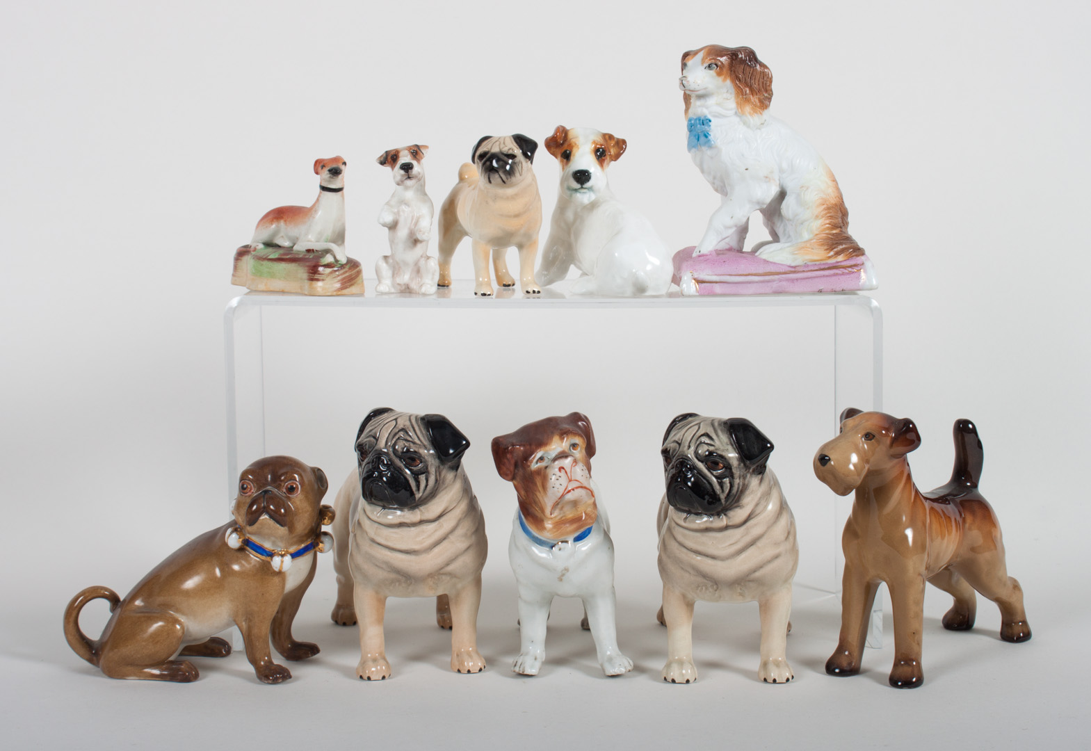 Appraisal: assorted English ceramic dogs including pugs terriers and spaniels makers