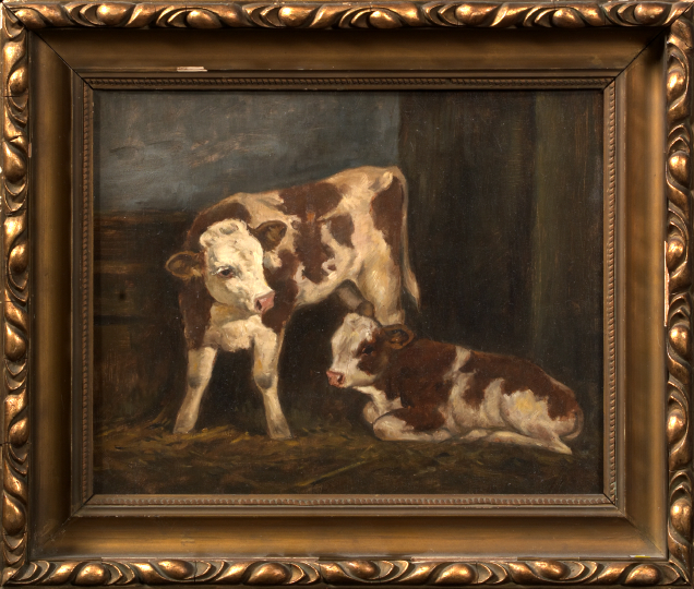 Appraisal: Aladar Edvi Illes Hungarian - Calf in a Stable oil