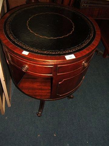 Appraisal: A Georgian style drum table with leather inset top various