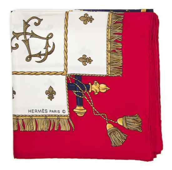 Appraisal: An Hermes Silk Scarf in a 'Vue de Carrosse' motif