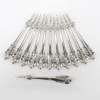 Appraisal: Set of Twelve Wallace Grand Baroque Sterling Silver One Tine