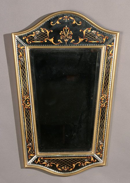 Appraisal: Venetian Style Gilt Eglomis and Etched Glass Mirror Last Half