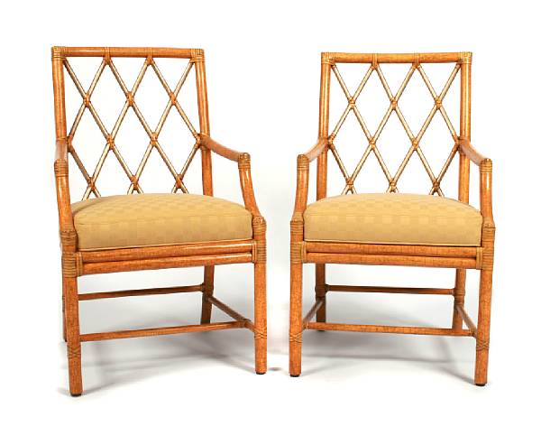 Appraisal: A pair of Orlando Diaz-Azcuy Trellis armchairs together with a