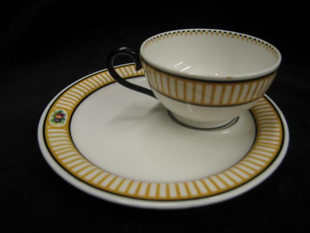 Appraisal: Royal Doulton Porcelain Deco Cups Saucers yellow black with berry