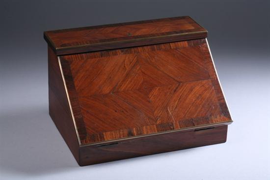 Appraisal: VICTORIAN PARQUETRY LETTER HOLDER late th century The interior fitted