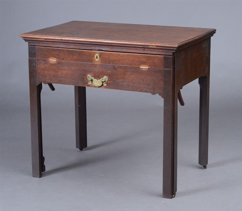 Appraisal: GEORGE III MAHOGANY ARCHITECT'S TABLE The rectangular-hinged top rising on