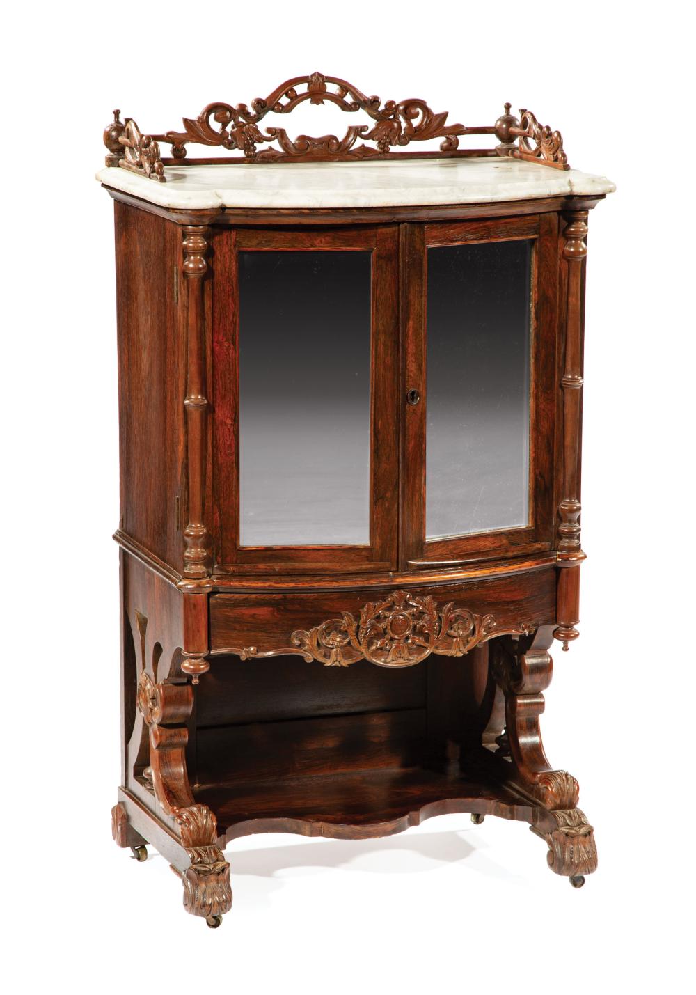 Appraisal: American Carved Rosewood Music Cabinet mid- th c pierced gallery