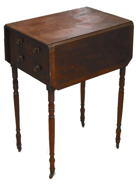 Appraisal: Regency mahogany Pembroke work table the crossbanded top with ebony