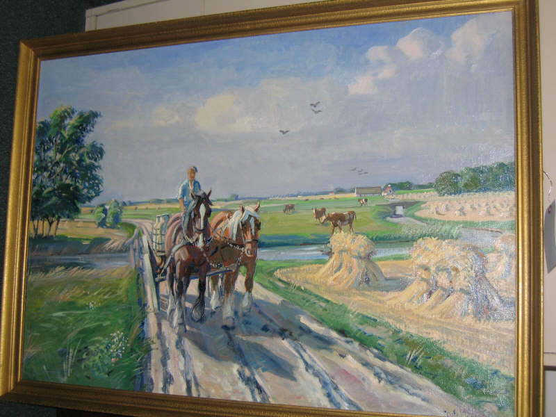 Appraisal: JOHS MEYER ANDERSEN DANISH B Horse-drawn wagon in summer oil