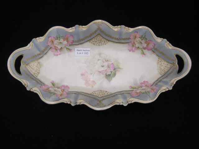 Appraisal: R S Prussia Porcelain Celery Dish floral with gold trim