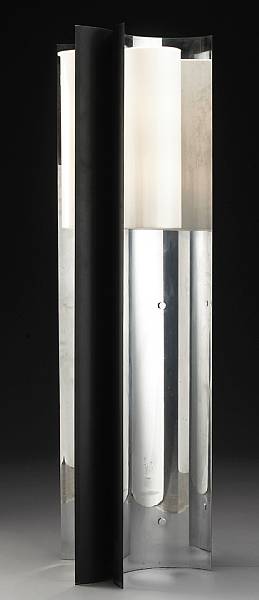 Appraisal: A tri-form chrome and plastic standing floor lamp Composed of