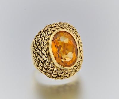 Appraisal: A Gold and Citrine Ring k yellow gold ring with