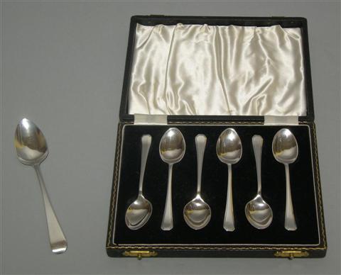 Appraisal: SET OF SIX ENGLISH SILVER DEMITASSE SPOONS with cut cornered