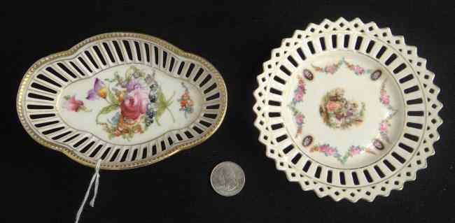 Appraisal: Lot two signed painted porcelain dishes one signed Silesia the