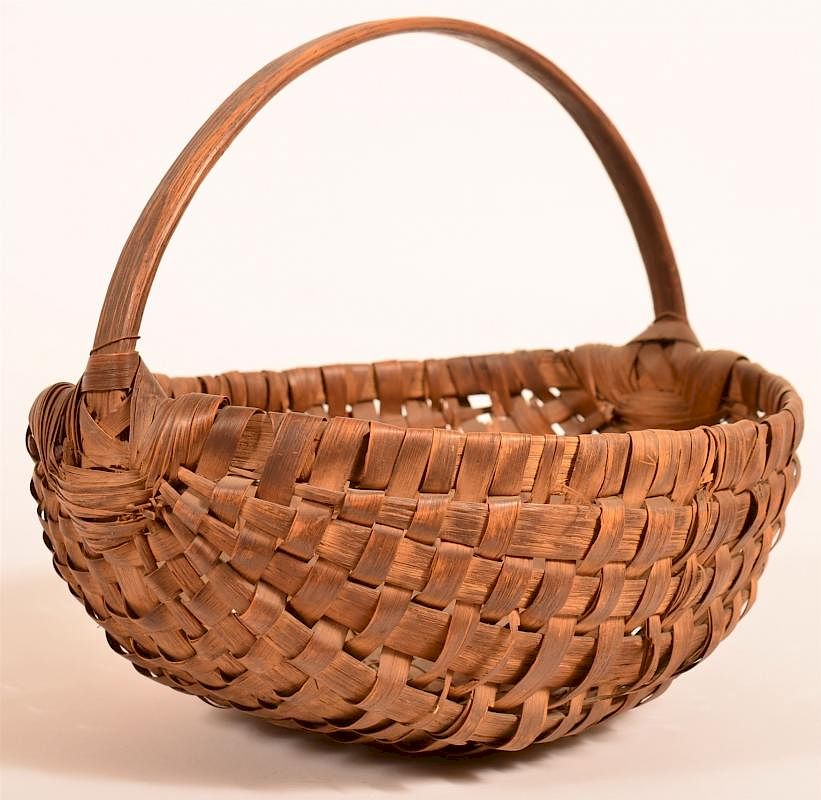 Appraisal: Woven Oak Splint Basket Pennsylvania th Early th Century Woven