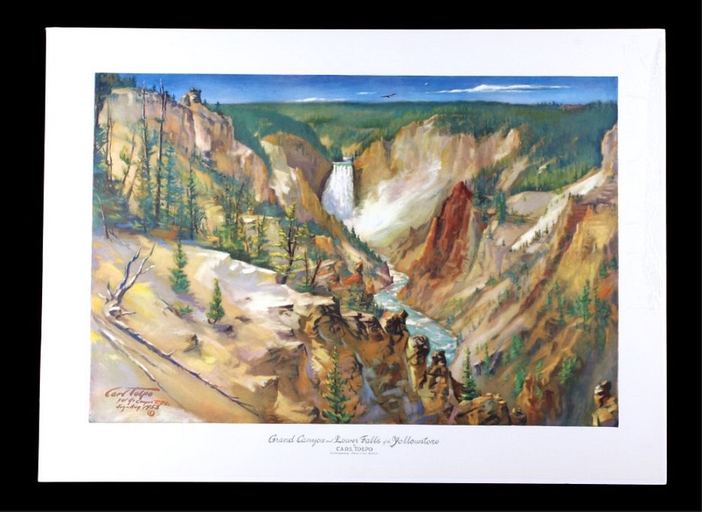 Appraisal: Carl Tolpo Yellowstone Park c Litho's The lot features a