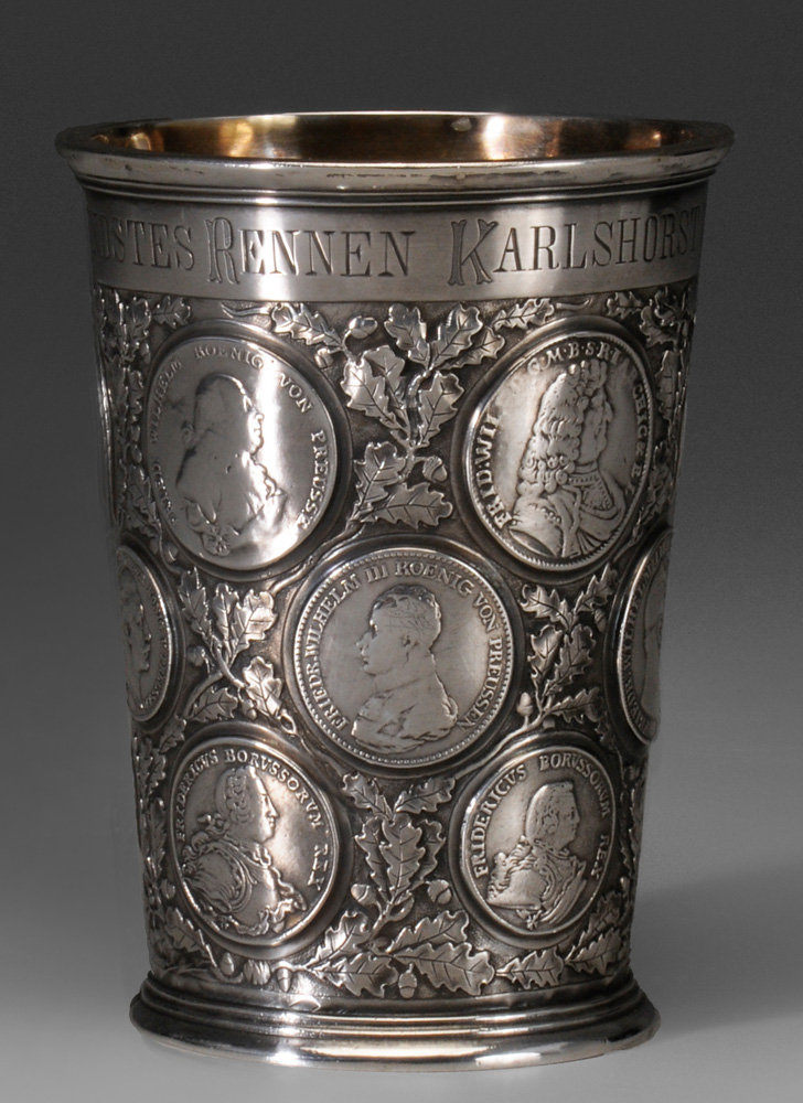 Appraisal: German Silver Coin-Set Beaker early th century coins with portraits