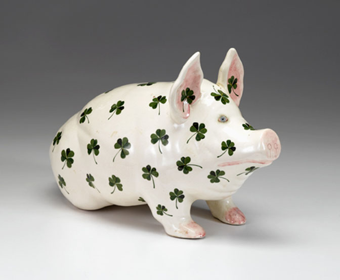 Appraisal: Large Plichta pig decoration by joseph nekola Modeled seated on