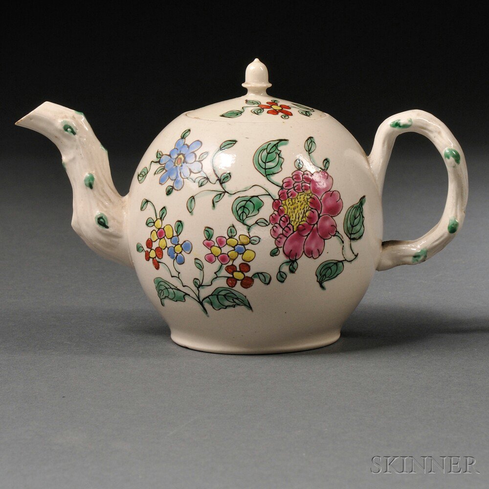 Appraisal: Staffordshire Salt-glazed Stoneware Teapot and Cover England c globular shape