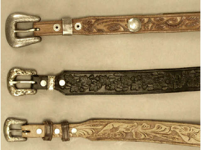 Appraisal: Collection of leather belts with sterling silver buckles and tips