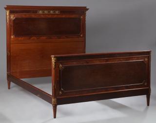 Appraisal: Louis XVI Style Mahogany and Burl Wood Double Bed early