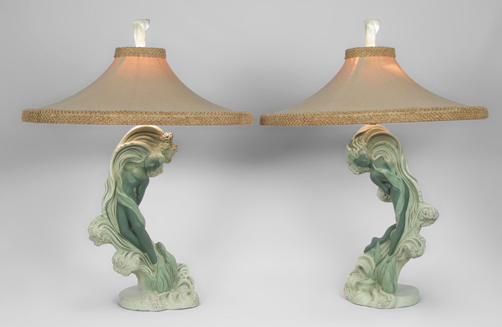 Appraisal: PAIR REGLOR OF CALIFORNIA DECO FIGURAL LAMPS Pair with composite