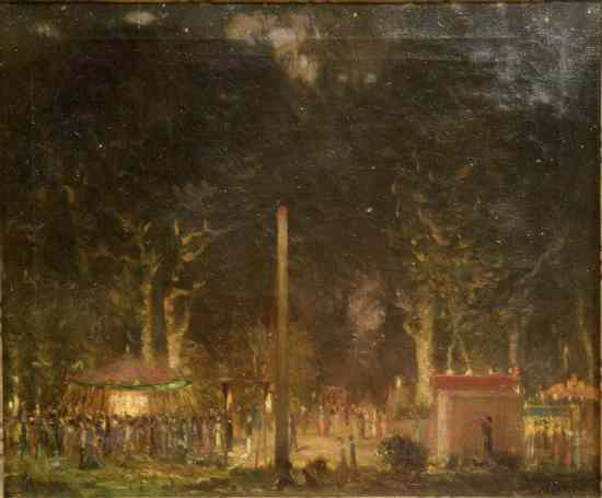 Appraisal: Louis August Sargent - oil on canvas 'Hampstead Fair Night'