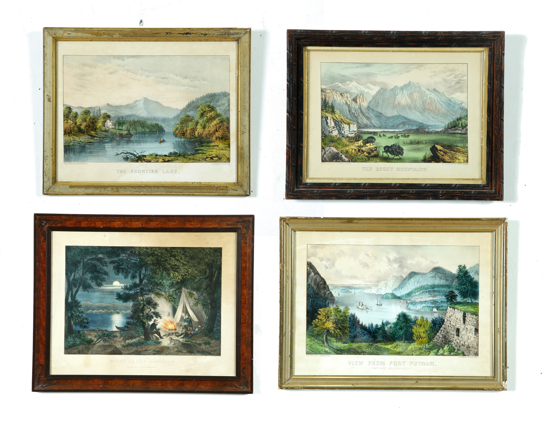 Appraisal: FOUR PRINTS BY CURRIER IVES Hand colored lithographs Small folio