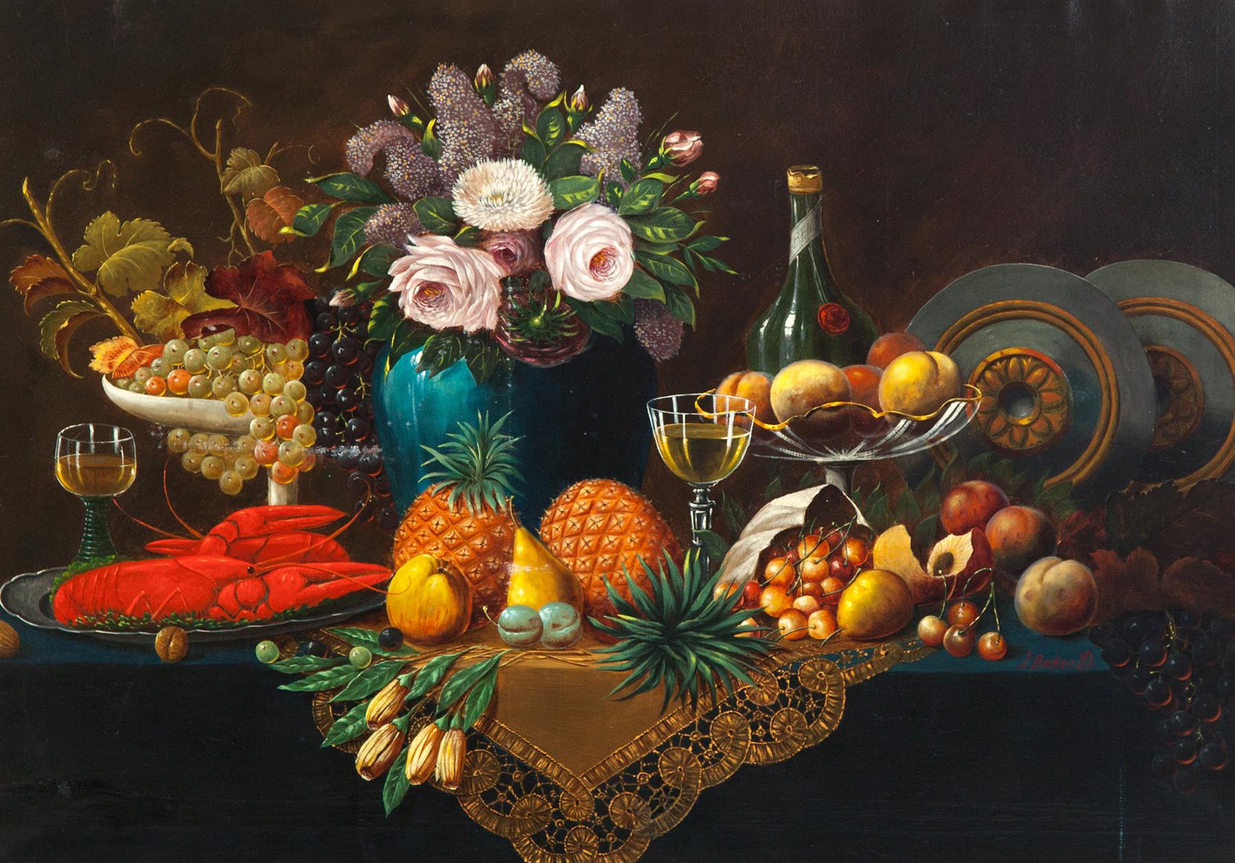 Appraisal: STILL LIFE BY JOSEPH BECKER AMERICAN - Oil on canvas