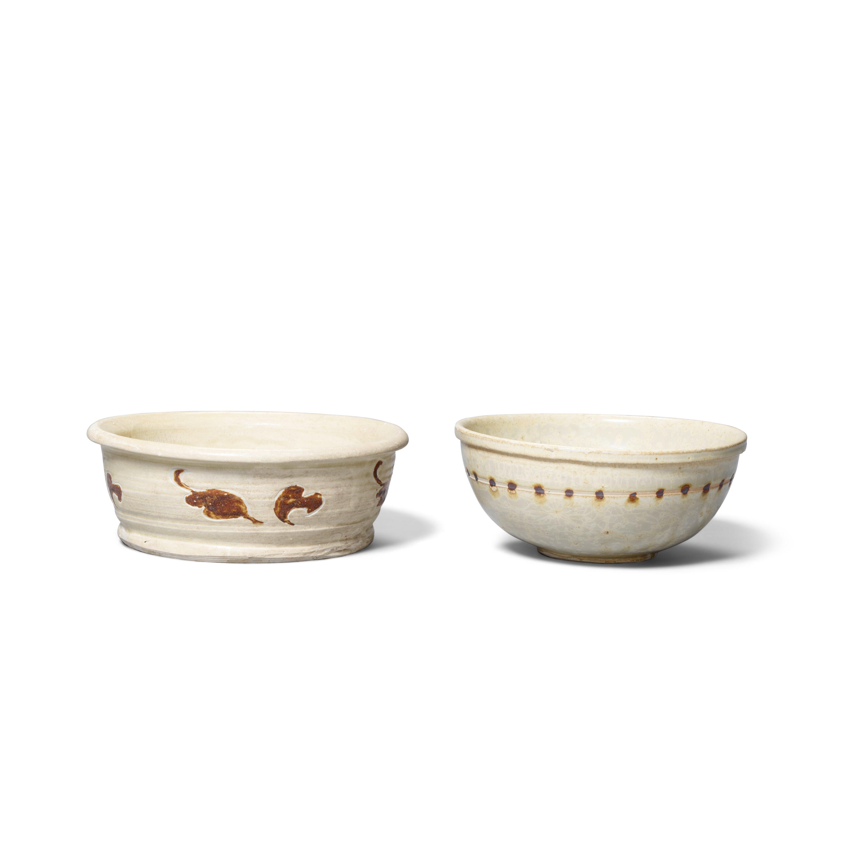 Appraisal: TWO UNDERGLAZE-DECORATED TRANH HOA BOWLS Vietnam Ly dynasty circa th