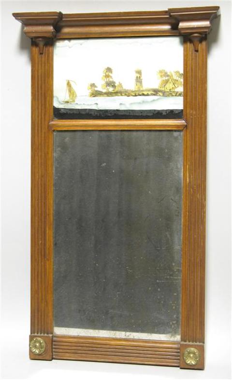 Appraisal: FEDERAL STYLE MIRROR WITH EGLOMISE PANEL th century the stepped