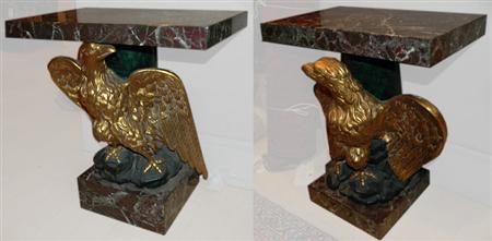 Appraisal: Two Similar Marble Top Eagle Consoles Estimate -