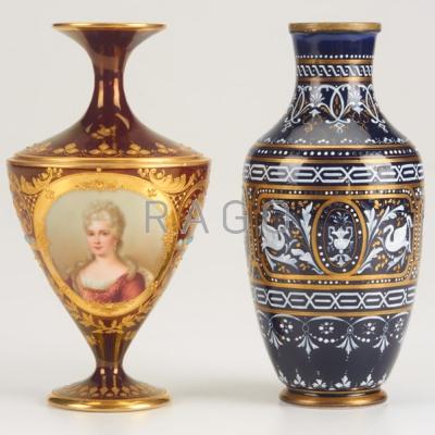 Appraisal: ROYAL VIENNA KPM Two gilt and enameled porcelain vases th