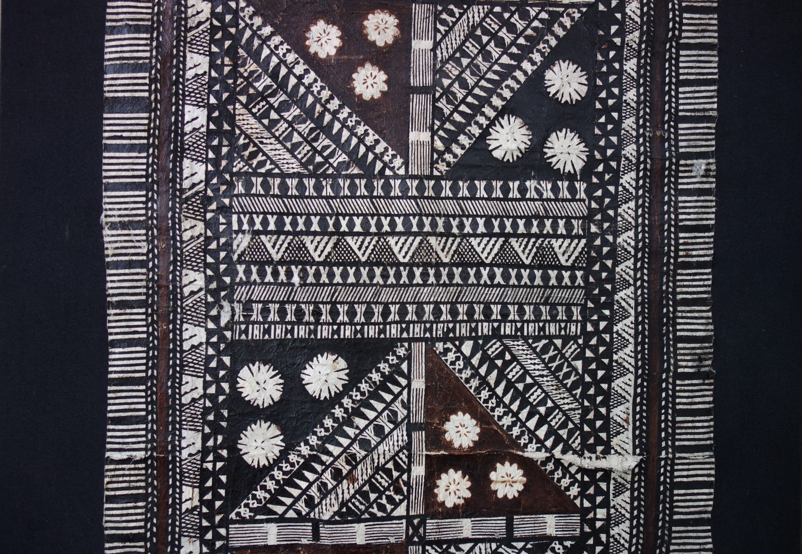 Appraisal: A Fijian Tapa bark cloth mid- th century with geometric