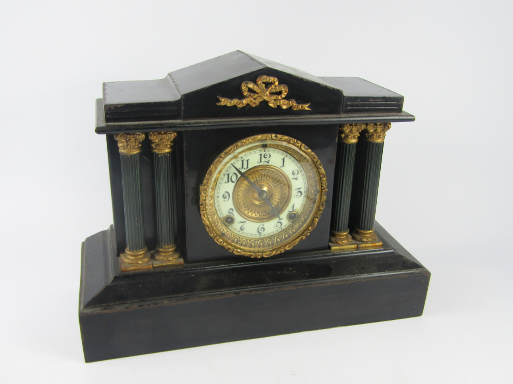 Appraisal: An Ansonia Clock Company cast iron architectural mantel clock of