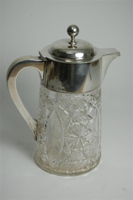 Appraisal: An Edwardian silver mounted crystal cocktail pitcher Birmingham by JTH