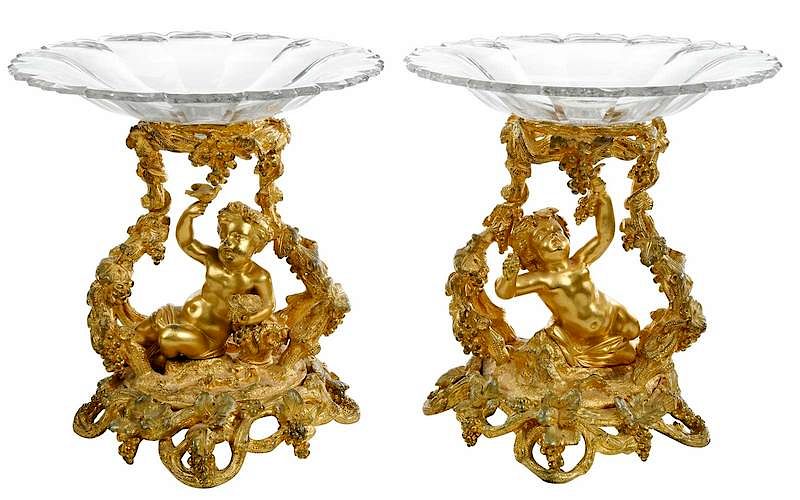 Appraisal: Pair Louis Phillippe Gilt Bronze Center Pieces French th century