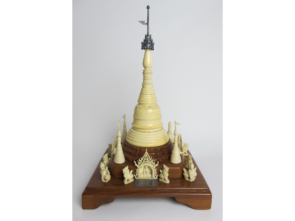 Appraisal: An Indian ivory Stupa presented to R H McCallum by