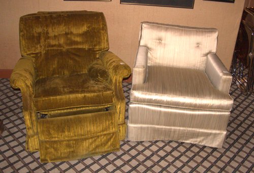 Appraisal: Title Two Upholstered Lounge Chairs one in grey one in