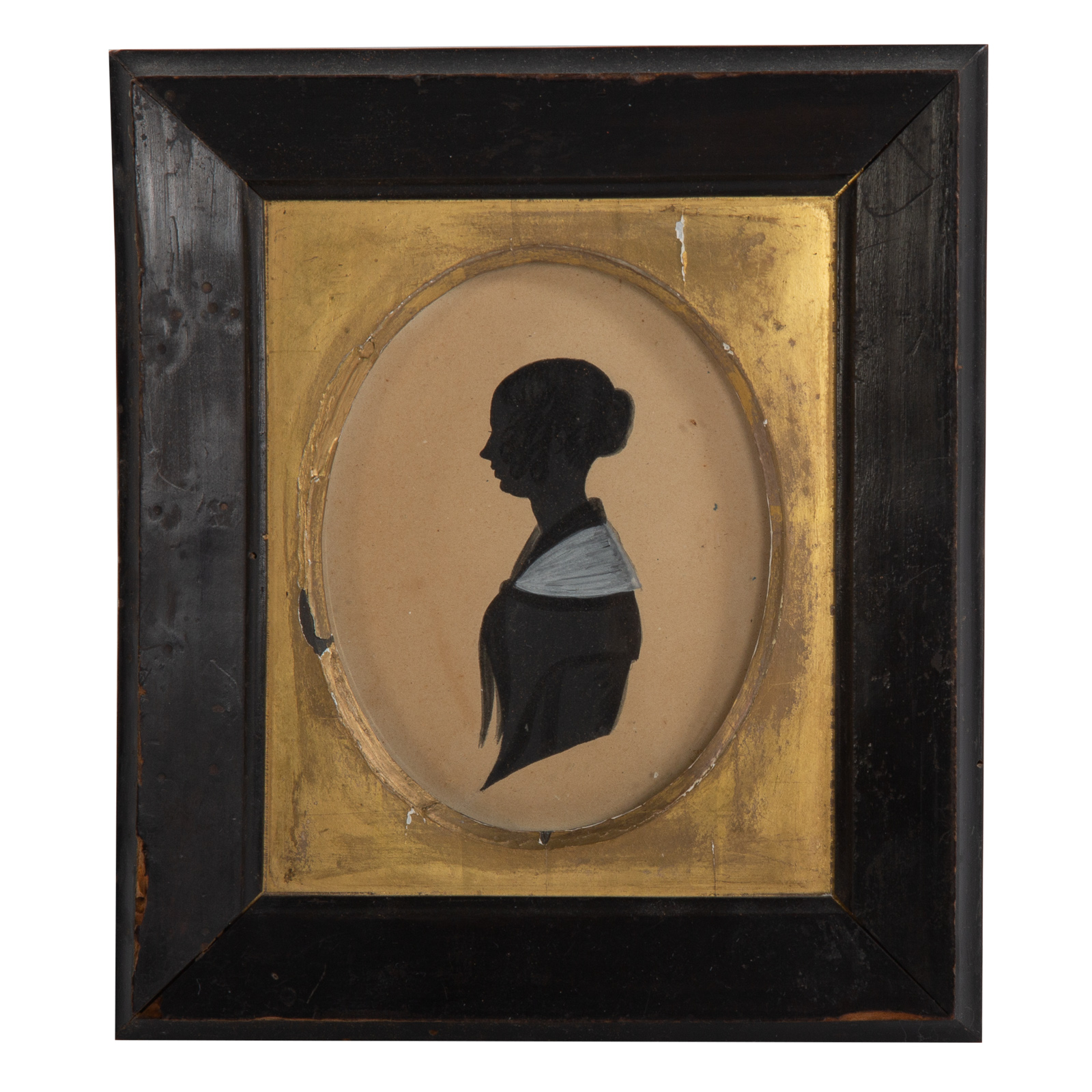 Appraisal: AMERICAN PAINTED SILHOUETTE Circa - half length profile of young