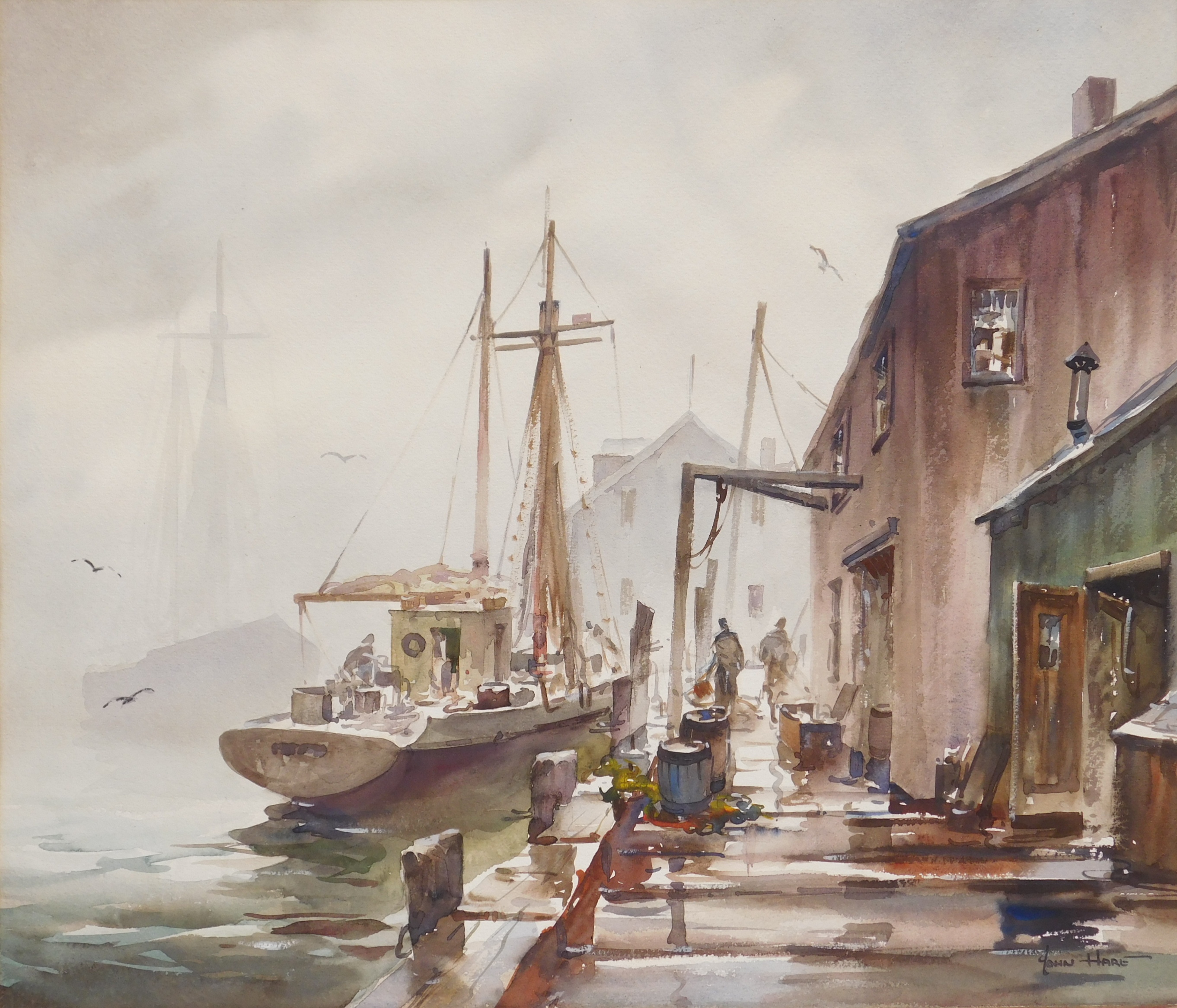 Appraisal: John Hare American th c ''Harbor Mist Provincetown''- watercolor on