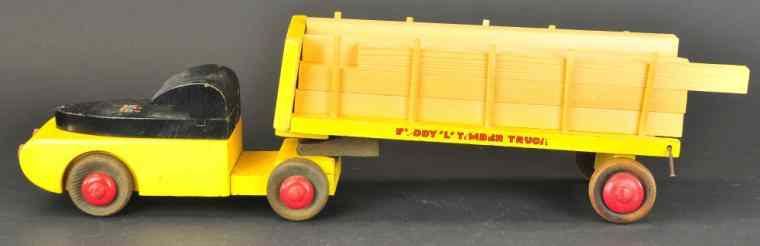 Appraisal: BUDDY 'L' WOODEN LUMBER TRACTOR TRAILER c 's deluxe timber