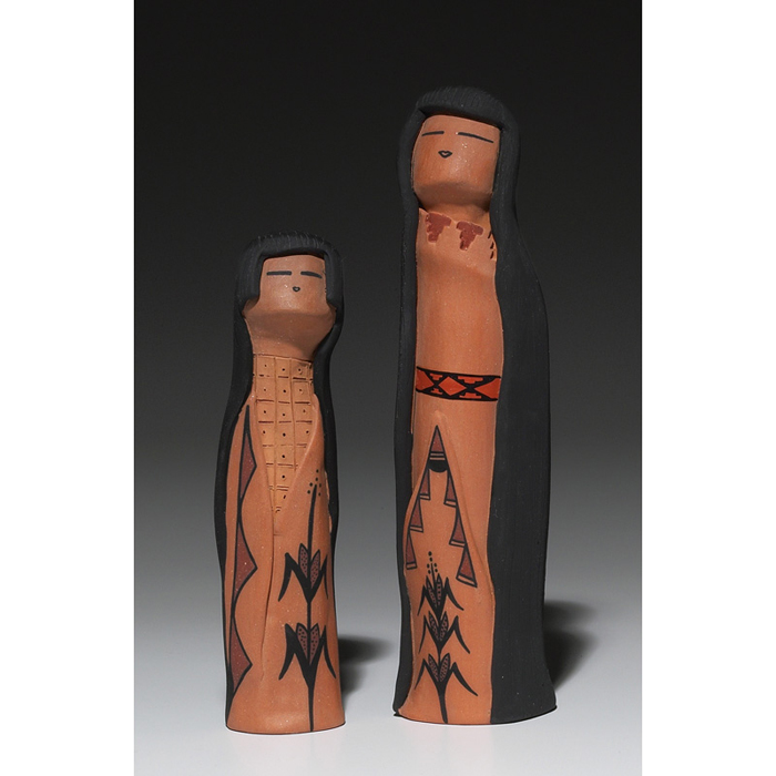 Appraisal: Acoma sculptures two corn sisters in terra cotta with painted