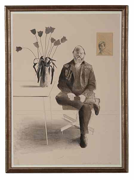 Appraisal: Henry Seated with Tulips by David Hockney David Hockney British