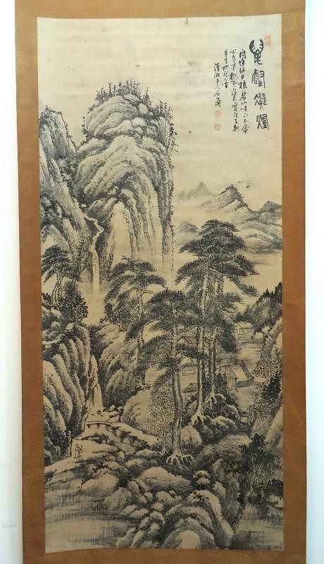 Appraisal: Chinese Landscape Scroll Painting Chinese Landscape Scroll Painting Description All