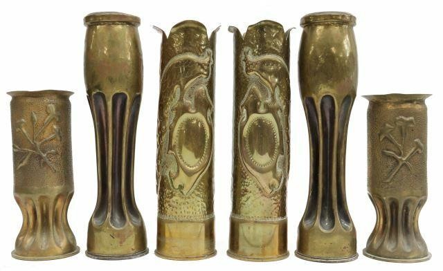 Appraisal: lot of French WWI-era trench art vases fashioned from artillery