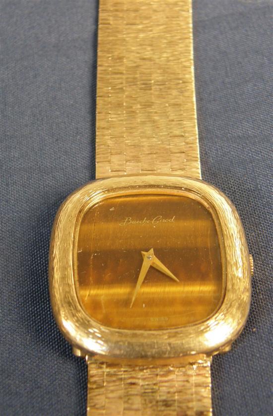 Appraisal: Bueche- Girod gentleman's yellow metal bracelet watch with a tiger's