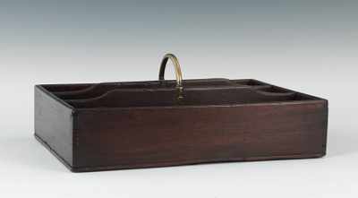 Appraisal: An Early Mahogany Cutlery Box The rectangular dovetailed box has